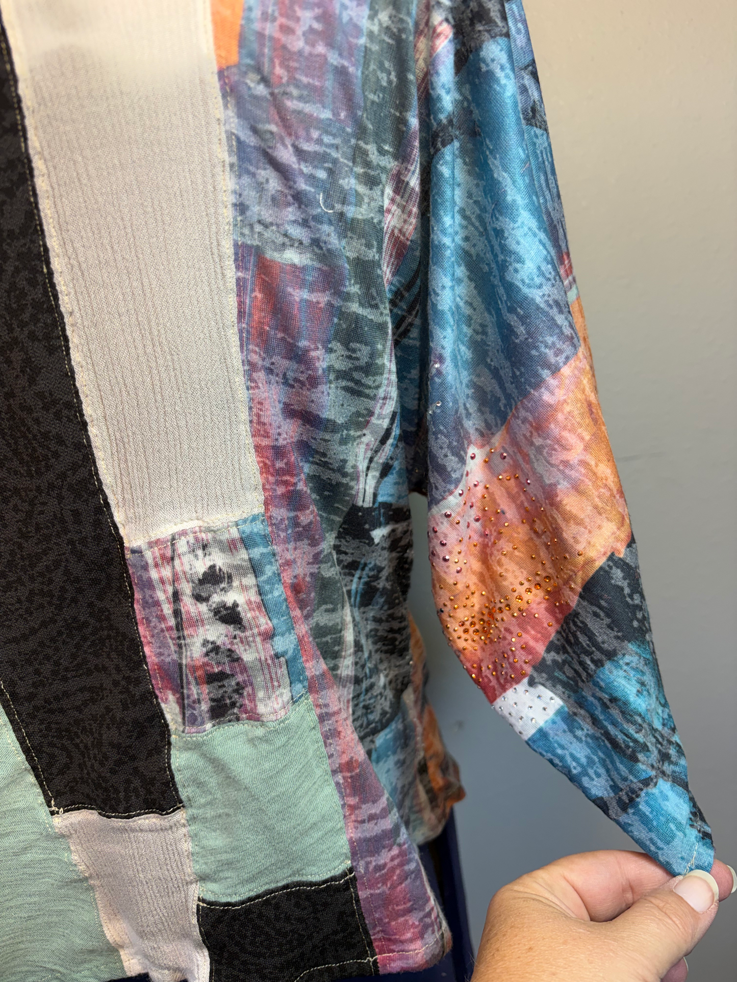 Upcycled Quilted Patchwork Top - The Lisa | Women's Medium | Green Brown