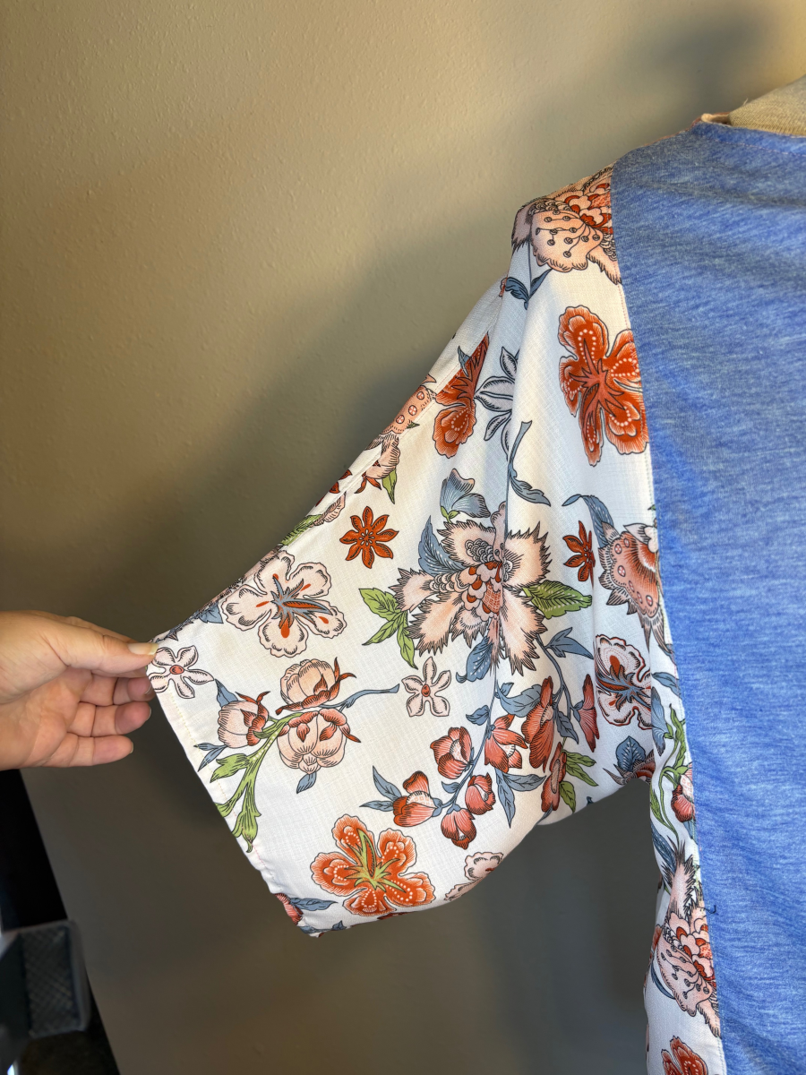 Upcycled Quilted Patchwork Top - The Lisa | Women's Medium | Pink Plum Blue