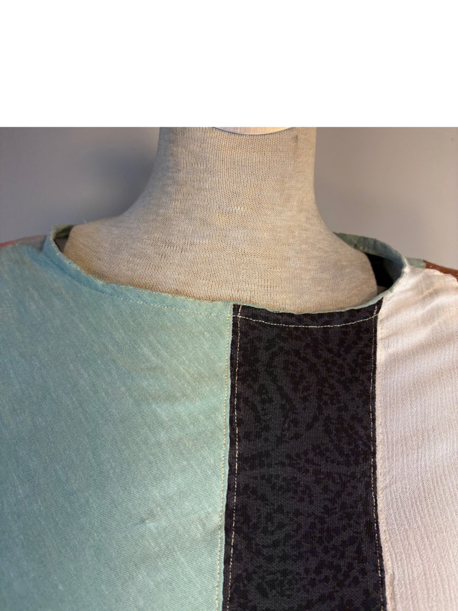 Upcycled Quilted Patchwork Top - The Lisa | Women's Medium | Green Brown