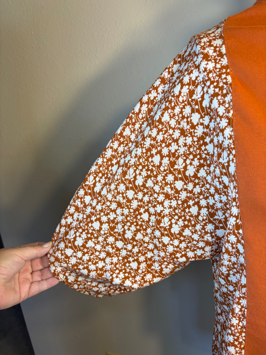 Upcycled Retro Patchwork Top - The Lisa | Women's Medium | Pink Orange Purple