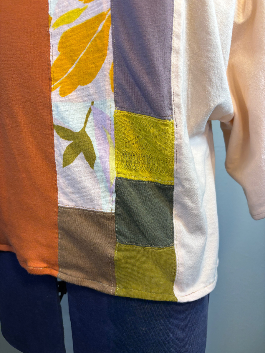 Upcycled Retro Patchwork Top - The Lisa | Women's Medium | Pink Orange Purple