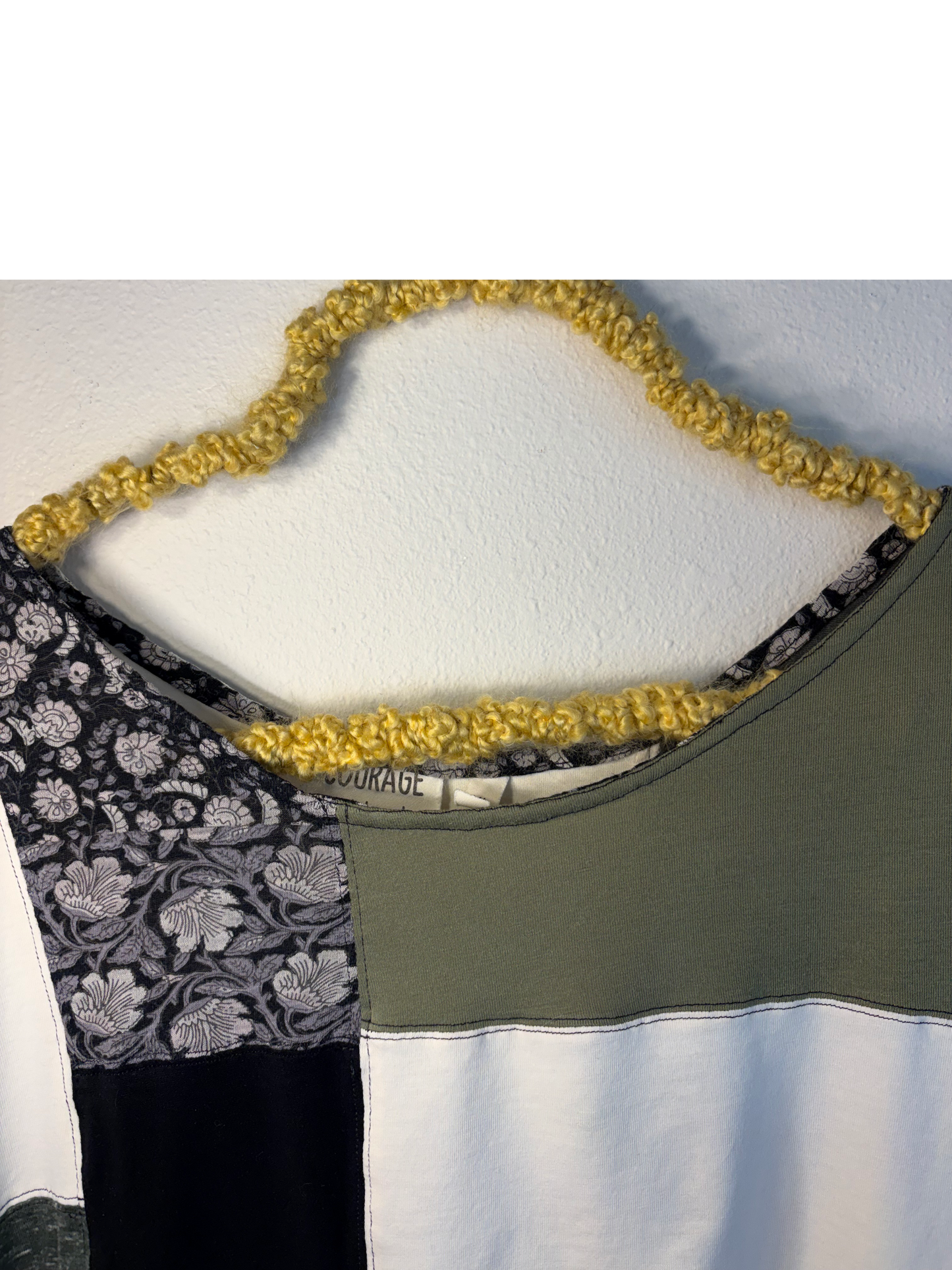 Upcycled Quilted Patchwork Top - The Luella | Women's XL Plus Size | Green Black White Artsy Boxy