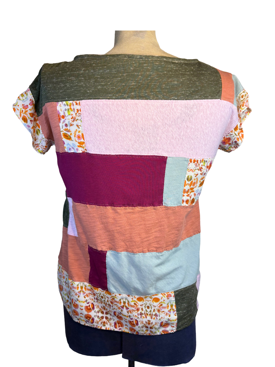 Upcycled Retro Patchwork Top - The Mabel | Women's Medium | Purple Pink