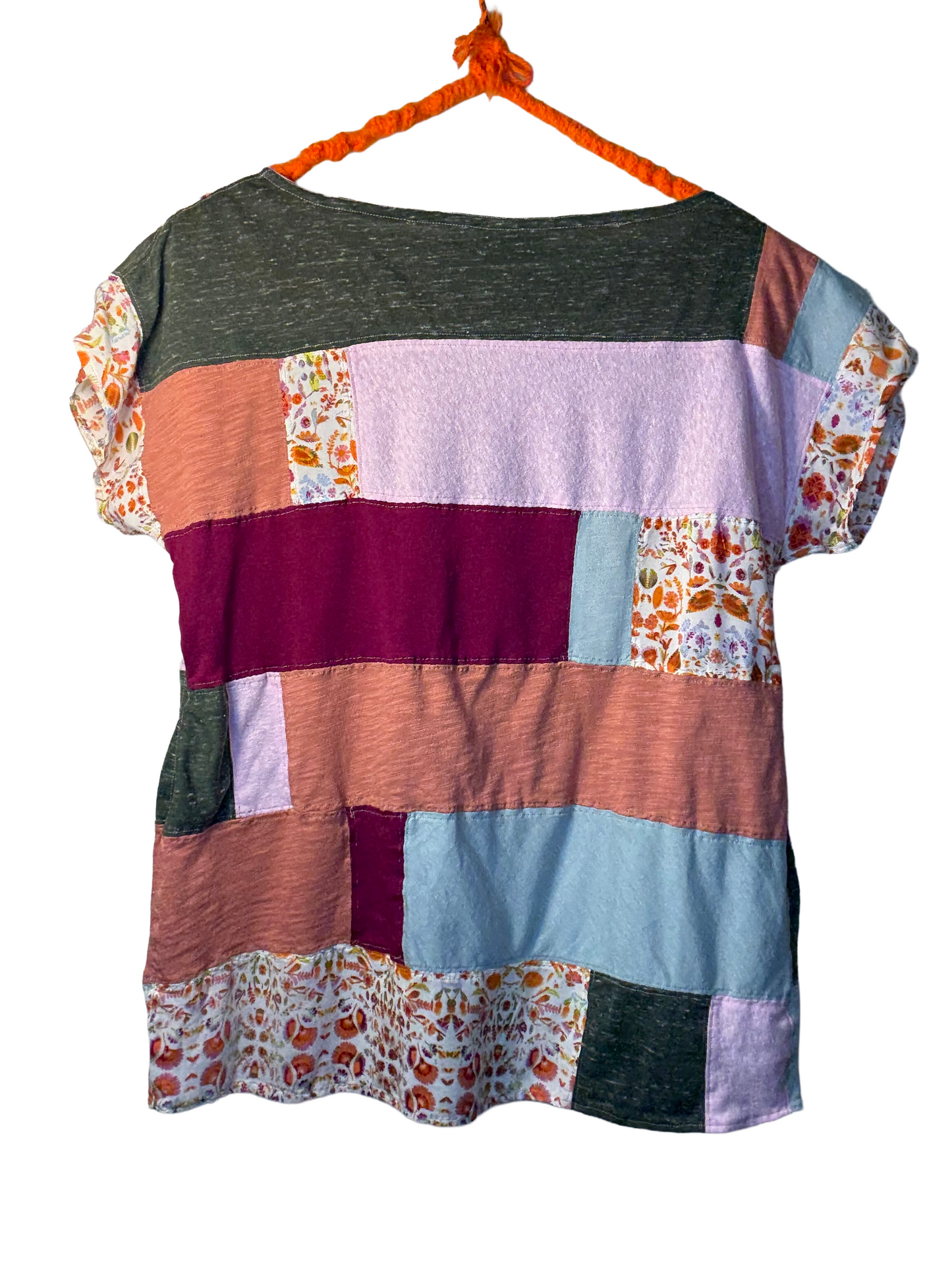 Upcycled Retro Patchwork Top - The Mabel | Women's Medium | Purple Pink