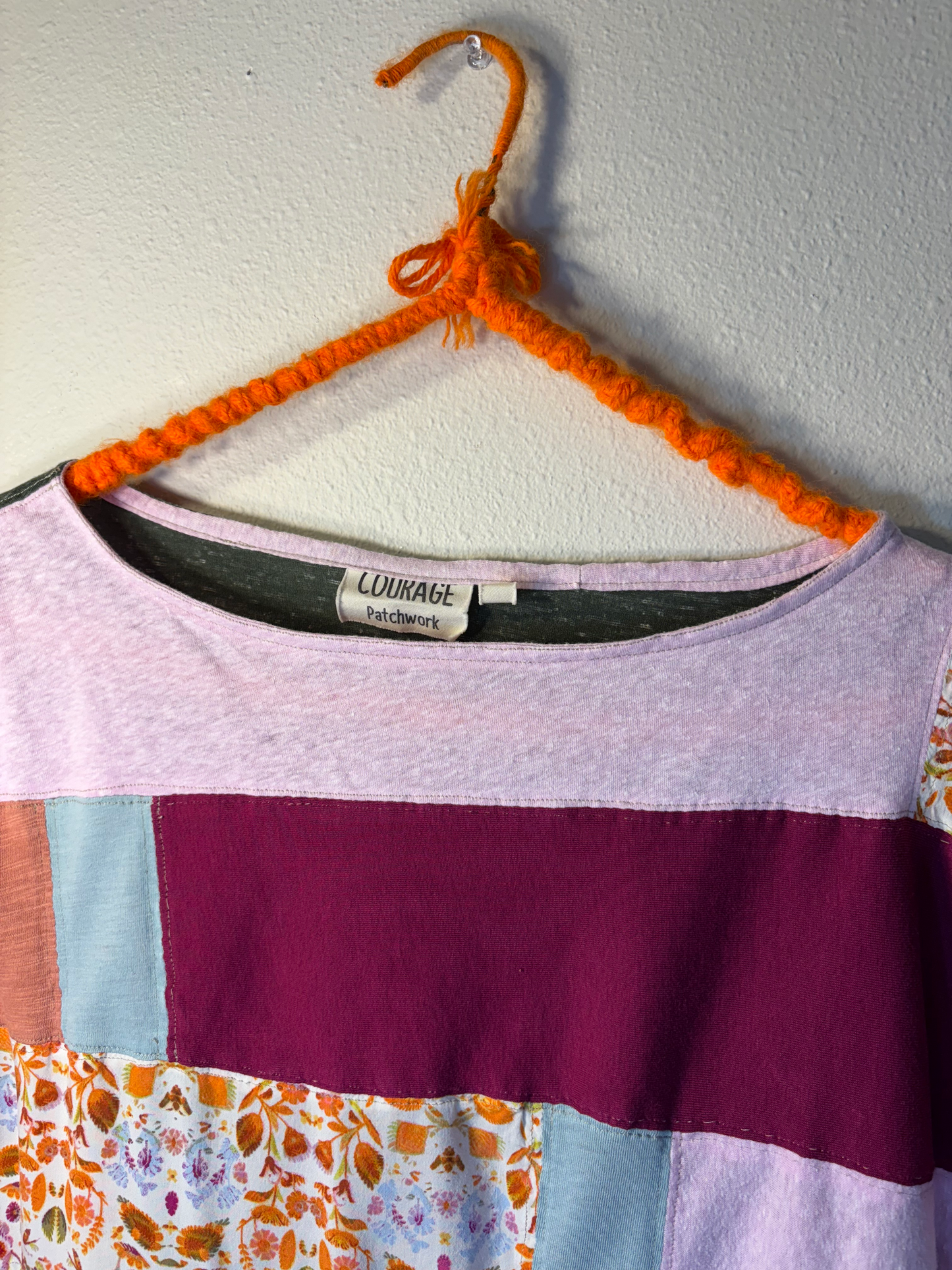 Upcycled Retro Patchwork Top - The Mabel | Women's Medium | Purple Pink